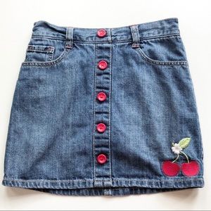 Gymboree Denim Jean Skirt Cherries 8